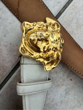 Versace big logo belt Medusa head accessory leather